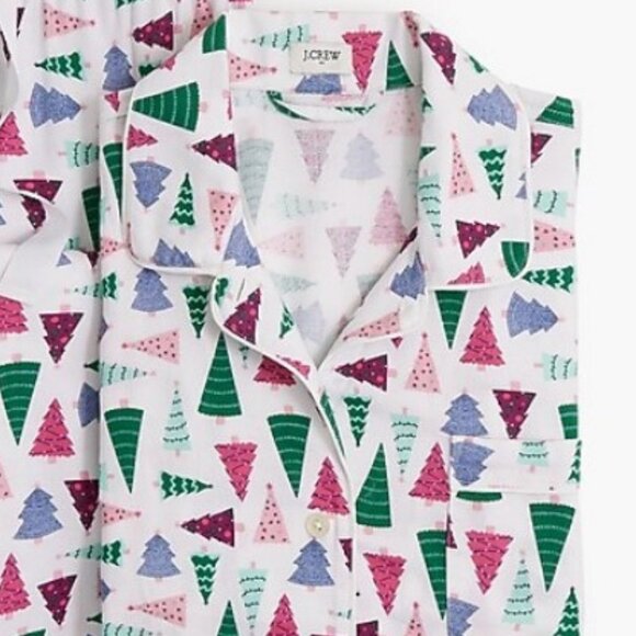J. Crew Long Sleeve Flannel Holiday Print Pajama Sleep SET Size MP White Multi - Picture 12 of 12